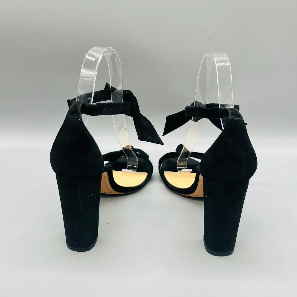 Alexandre Birman Sandals Womens 8.5 Black Suede Clarita Bow Ankle Strap Heel